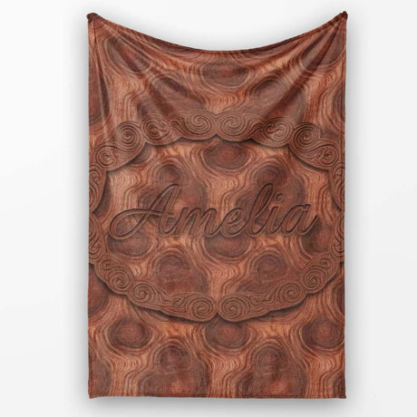 Rich Swirling Wood Grain Texture Seamless Pattern Name Cute Unique  Personalised Custom Name Super Soft Fleece Blanket Bed Sofa Throw