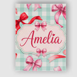 Personalised Name Watercolor Ribbon Bow Custom  Modern Room Accent Elegant Feature Canvas Wall Art Print Decor Picture Ready to Hang