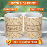 Personalized Custom Name Light Beige Crocodile Texture Pattern Realistic Neutral Design 11oz Ceramic Coffee Tea Mug White Large Handle