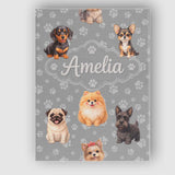 Personalised Name Cute Dog Breeds Paw Custom  Unique Gift Idea Modern Room Accent Canvas Wall Art Print Decor Picture Ready to Hang