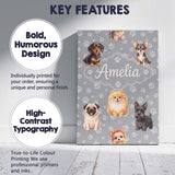 Personalised Name Cute Dog Breeds Paw Custom  Unique Gift Idea Modern Room Accent Canvas Wall Art Print Decor Picture Ready to Hang