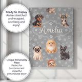Personalised Name Cute Dog Breeds Paw Custom  Unique Gift Idea Modern Room Accent Canvas Wall Art Print Decor Picture Ready to Hang