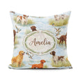 Custom Name Watercolor Hunting Dogs Lake Nature Seamless Pattern Square Filled Cushion Throw Pillow Sofa Bed Home Decor Zip Washable UK Made