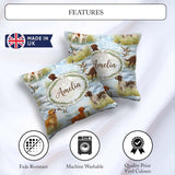 Custom Name Watercolor Hunting Dogs Lake Nature Seamless Pattern Square Filled Cushion Throw Pillow Sofa Bed Home Decor Zip Washable UK Made