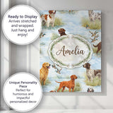 Personalised Name Watercolor Hunting Dogs Custom  Unique Gift Idea Elegant Feature Canvas Wall Art Print Decor Picture Ready to Hang