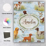 Personalised Name Watercolor Hunting Dogs Custom  Unique Gift Idea Elegant Feature Canvas Wall Art Print Decor Picture Ready to Hang
