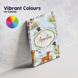 Personalised Name Watercolor Hunting Dogs Custom  Unique Gift Idea Elegant Feature Canvas Wall Art Print Decor Picture Ready to Hang