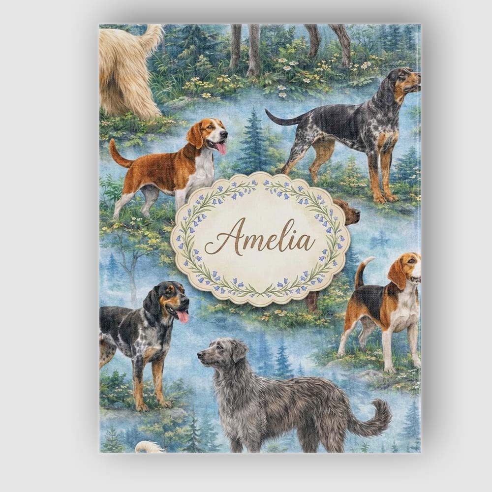 Personalised Name Watercolor Hunting Dogs Custom  Unique Gift Idea Elegant Feature Canvas Wall Art Print Decor Picture Ready to Hang