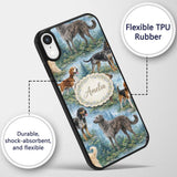 Watercolor Hunting Dogs Forest Nature Seamless Custom Name Protective Phone Case Mobile Cover Durable Everyday Smartphone Shock Resistant