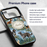 Watercolor Hunting Dogs Forest Nature Seamless Custom Name Protective Phone Case Mobile Cover Durable Everyday Smartphone Shock Resistant