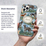 Watercolor Hunting Dogs Forest Nature Seamless Custom Name Protective Phone Case Mobile Cover Durable Everyday Smartphone Shock Resistant