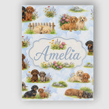 Personalised Name Cute Dachshund Puppy Custom  Modern Room Accent Elegant Feature Canvas Wall Art Print Decor Picture Ready to Hang