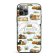 Cute Dachshund Puppy Garden Floral Printed Design Custom Name Protective Phone Case Mobile Cover Durable Everyday Smartphone Shock Resistant