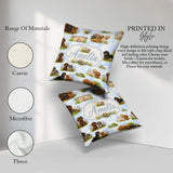 Custom Name Cute Dachshund Puppy Garden Floral Seamless Pattern Square Filled Cushion Throw Pillow Sofa Bed Home Decor Zip Washable UK Made