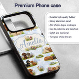 Cute Dachshund Puppy Garden Floral Printed Design Custom Name Protective Phone Case Mobile Cover Durable Everyday Smartphone Shock Resistant