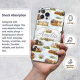 Cute Dachshund Puppy Garden Floral Printed Design Custom Name Protective Phone Case Mobile Cover Durable Everyday Smartphone Shock Resistant