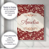 Personalised Name Red Small Floral Seamless Pattern Perfect Gift for Custom  Home Canvas Wall Art Print Decor Picture Ready to Hang
