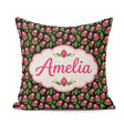 Custom Name Protea Flower and Fern Leaf Pattern on Black Lovely Square Filled Cushion Throw Pillow Sofa Bed Home Decor Zip Washable UK Made