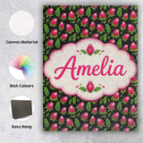Personalised Name Protea Flower and Fern Custom  Unique Gift Idea Elegant Feature Canvas Wall Art Print Decor Picture Ready to Hang