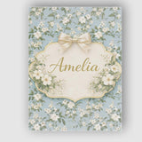 Personalised Name Light Blue Ditsy Floral Small Blossom Repeat Cute Custom Canvas Wall Art Print Decor Picture Ready to Hang