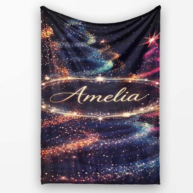 Abstract Christmas Tree Lights Seamless Pattern Stylish Everyday   Personalised Custom Name Super Soft Fleece Blanket Bed Sofa Throw