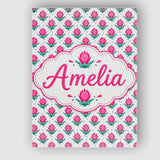 Personalised Name Stylised Pink Floral Bud Custom  Unique Gift Idea Elegant Feature Canvas Wall Art Print Decor Picture Ready to Hang