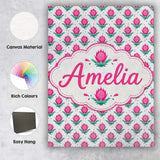 Personalised Name Stylised Pink Floral Bud Custom  Unique Gift Idea Elegant Feature Canvas Wall Art Print Decor Picture Ready to Hang