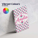 Personalised Name Stylised Pink Floral Bud Custom  Unique Gift Idea Elegant Feature Canvas Wall Art Print Decor Picture Ready to Hang