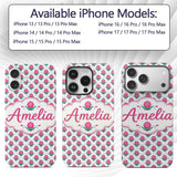 Stylised Pink Floral Bud Pattern Printed Design Custom Name Protective Phone Case Mobile Cover Durable Everyday Smartphone Shock Resistant