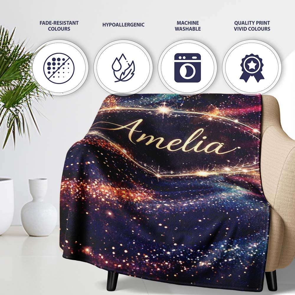 Abstract Christmas Tree Lights Seamless Pattern Stylish Everyday   Personalised Custom Name Super Soft Fleece Blanket Bed Sofa Throw