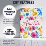 Personalised Name Watercolour Ducklings Custom  Modern Room Accent Elegant Feature Canvas Wall Art Print Decor Picture Ready to Hang