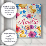 Personalised Name Watercolour Ducklings Custom  Modern Room Accent Elegant Feature Canvas Wall Art Print Decor Picture Ready to Hang