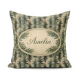 Custom Name Pine Tree Pattern in Muted Green Tones on Background Square Filled Cushion Throw Pillow Sofa Bed Home Decor Zip Washable UK Made