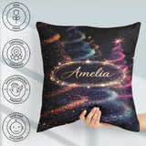 Custom Name Abstract Christmas Tree Lights Seamless Pattern Square Filled Cushion Throw Pillow Sofa Bed Home Decor Zip Washable UK Made