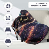 Abstract Christmas Tree Lights Seamless Pattern Stylish Everyday   Personalised Custom Name Super Soft Fleece Blanket Bed Sofa Throw