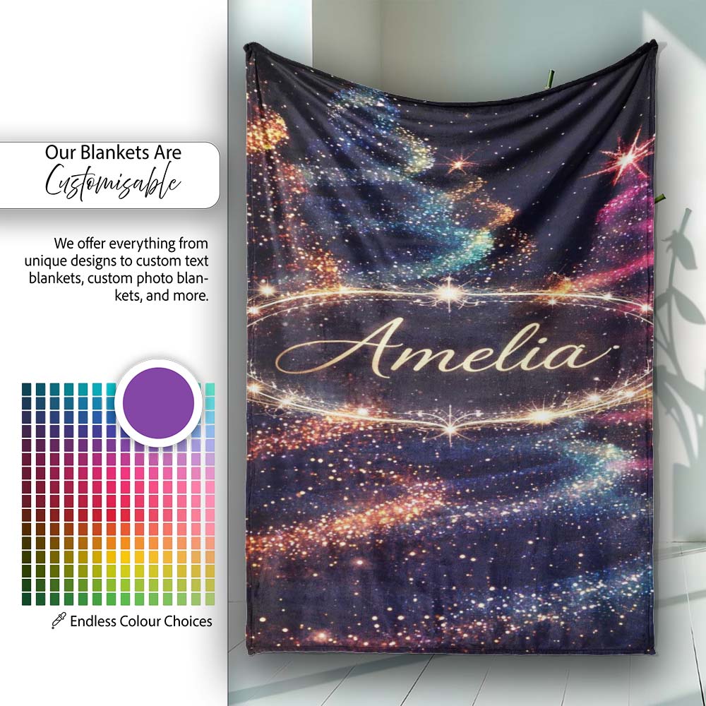 Abstract Christmas Tree Lights Seamless Pattern Stylish Everyday   Personalised Custom Name Super Soft Fleece Blanket Bed Sofa Throw
