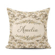 Custom Name Pine Branch Pattern on Beige Background with Detail Square Filled Cushion Throw Pillow Sofa Bed Home Decor Zip Washable UK Made
