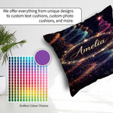 Custom Name Abstract Christmas Tree Lights Seamless Pattern Square Filled Cushion Throw Pillow Sofa Bed Home Decor Zip Washable UK Made