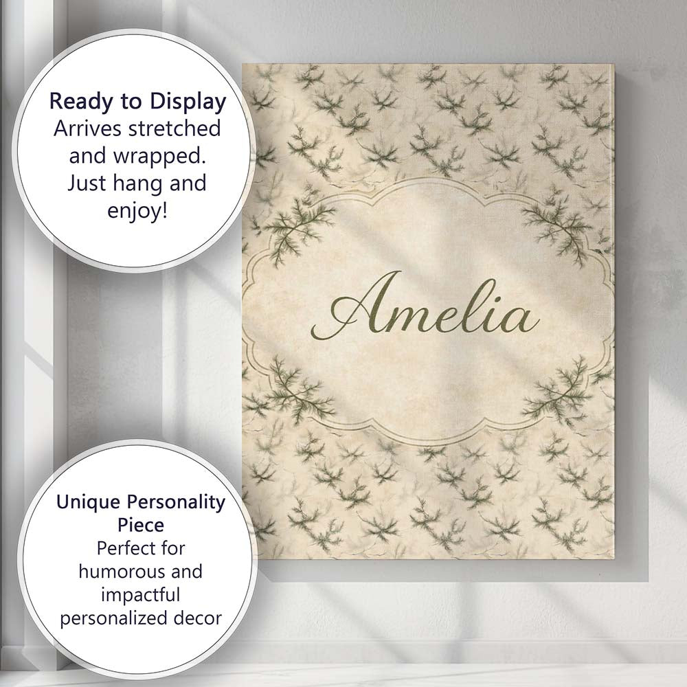 Personalised Name Dense Pine Foliage Custom Premium Decorative Design Modern Room Accent Canvas Wall Art Print Decor Picture Ready to Hang