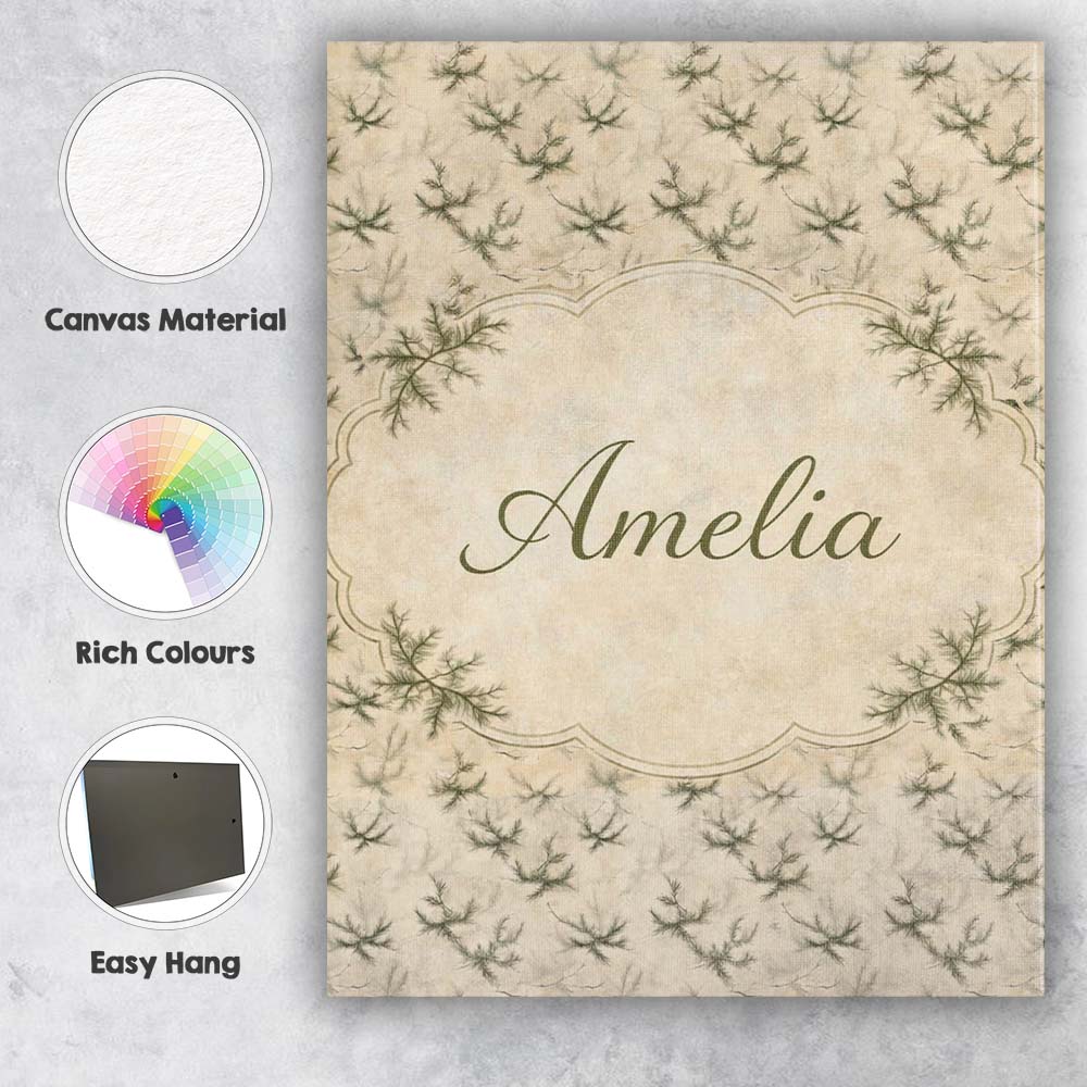 Personalised Name Dense Pine Foliage Custom Premium Decorative Design Modern Room Accent Canvas Wall Art Print Decor Picture Ready to Hang