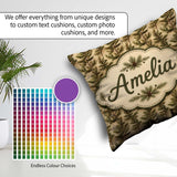Custom Name Woodland Pine Tree Landscape with Forest Silhouettes Square Filled Cushion Throw Pillow Sofa Bed Home Decor Zip Washable UK Made