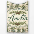 Pine Branch with White Blossom Pattern on Light Background Lovely  Personalised Custom Name Super Soft Fleece Blanket Bed Sofa Throw