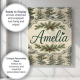 Personalised Name Pine Branch with White Custom  Unique Gift Idea Elegant Feature Canvas Wall Art Print Decor Picture Ready to Hang