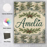 Personalised Name Pine Branch with White Custom  Unique Gift Idea Elegant Feature Canvas Wall Art Print Decor Picture Ready to Hang