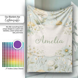 Mushroom Botanical Seamless Pattern Cute Unique Gift Lovely  Personalised Custom Name Super Soft Fleece Blanket Bed Sofa Throw