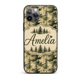 Watercolour Forest Pine Tree with Layered Green Custom Name Protective Phone Case Mobile Cover Durable Everyday Smartphone Shock Resistant