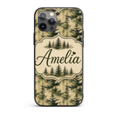 Watercolour Forest Pine Tree with Layered Green Custom Name Protective Phone Case Mobile Cover Durable Everyday Smartphone Shock Resistant