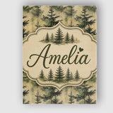 Personalised Name Watercolour Forest Pine Custom  Unique Gift Idea Elegant Feature Canvas Wall Art Print Decor Picture Ready to Hang