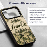 Watercolour Forest Pine Tree with Layered Green Custom Name Protective Phone Case Mobile Cover Durable Everyday Smartphone Shock Resistant
