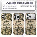 Watercolour Forest Pine Tree with Layered Green Custom Name Protective Phone Case Mobile Cover Durable Everyday Smartphone Shock Resistant